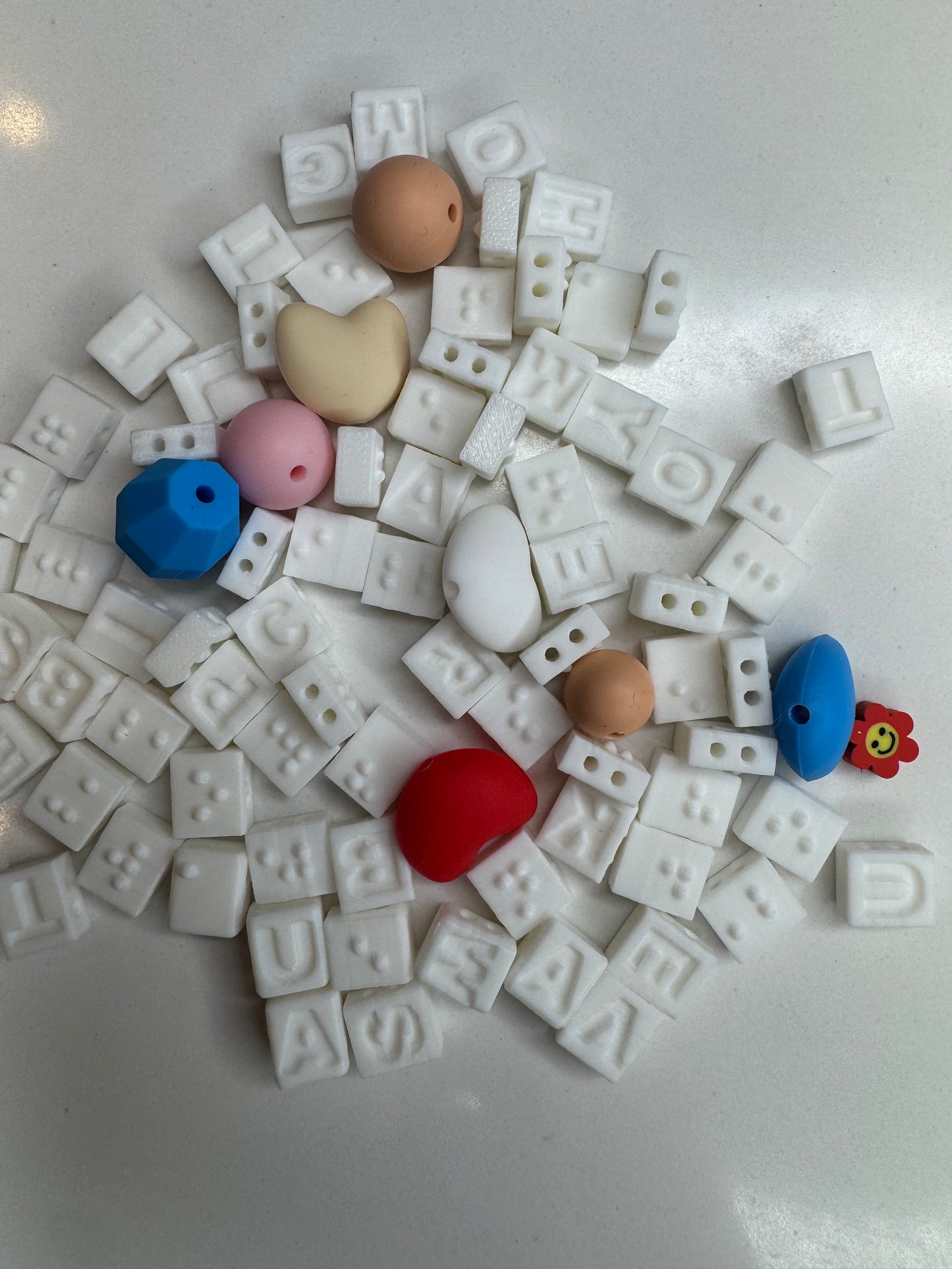 WHITE BRAILLE BEADS