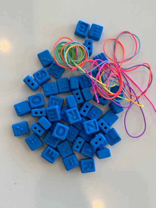 BLUE BRAILLE BEADS